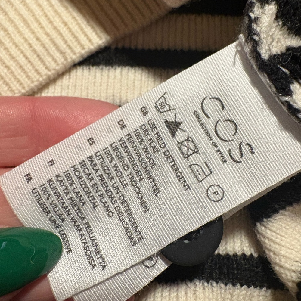 COS Cream and Black Striped Crewneck Sweater - Picture 6 of 8